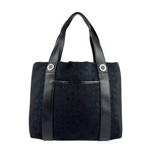 Bvlgari BVLGARI Handbag Nylon Canvas Leather Black Women's z6673